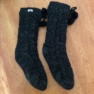 UGG Black Knit Socks with Pom-Poms